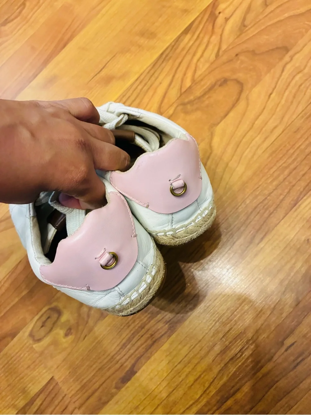 Coach white leather espadrille sneakers pastel pink size 7 y2k preppy - Picture 4 of 7